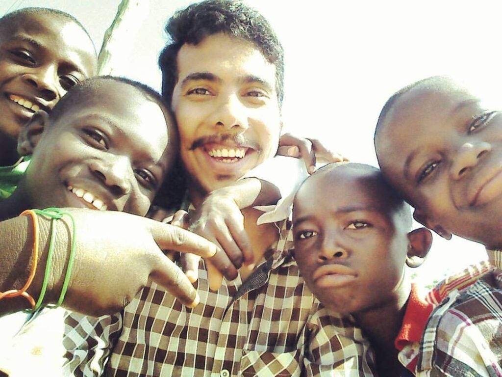 Meghashish Sharma with children in Navrongo, Ghana